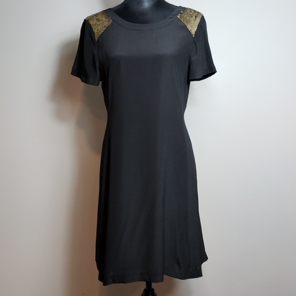 Madewell Silk Sequin Yoke Dress - Picture 1 of 5